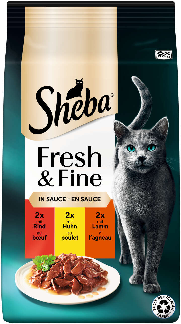 Sheba Katzen-Nassfutter Fresh+Fine in Sauce Rind+Huhn+Lamm